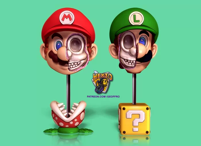 Mario Luigi Zombie Head Set