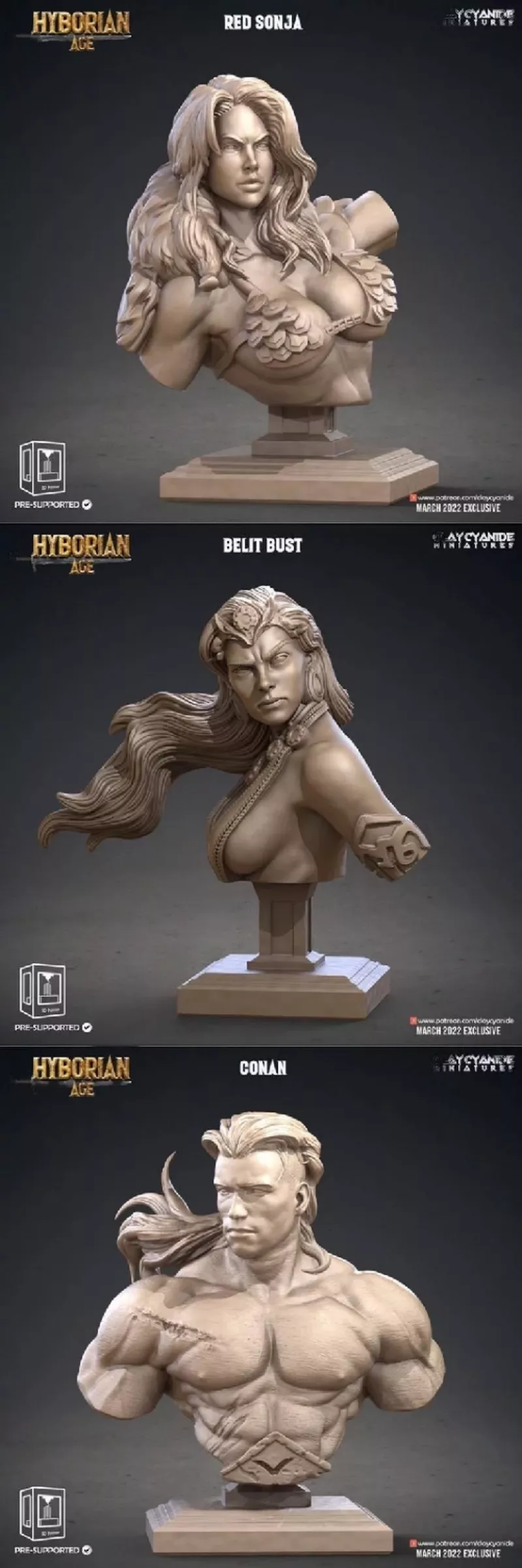 Red Sonja Bust, Belit Bust, Conan Bust
