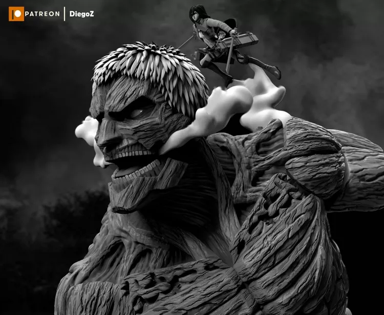 The Armored Titan and Mikasa - Attack on Titan