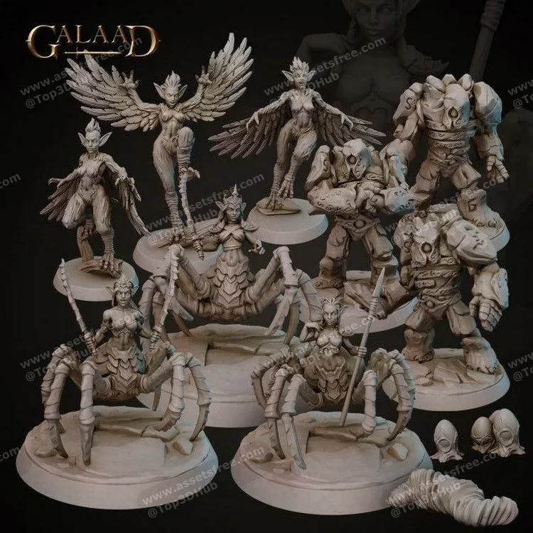 Driders Harpys and Golems - Galaad Miniatures