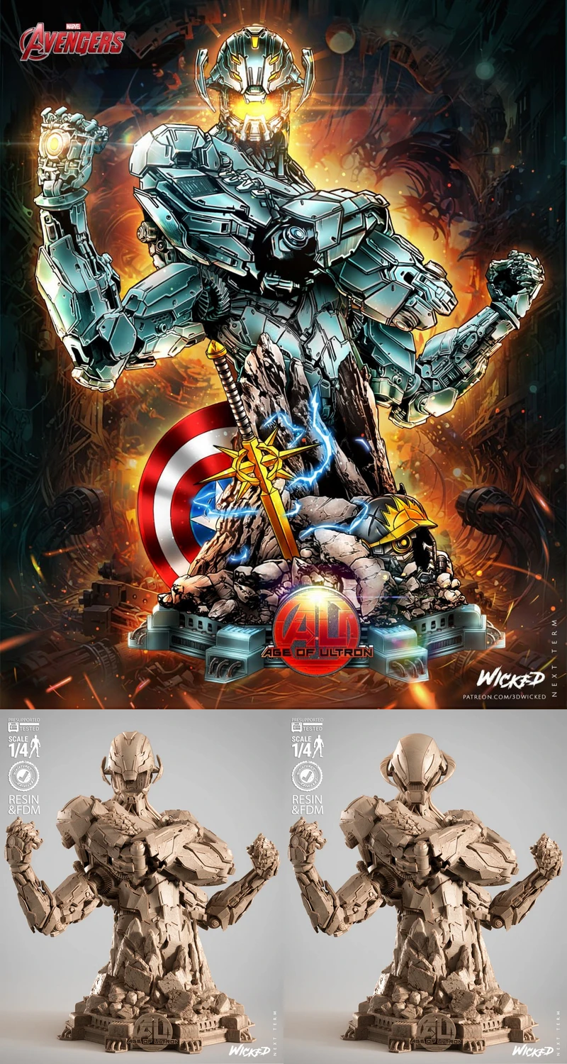 Ultron Bust STL – Marvel Villain 3D Model