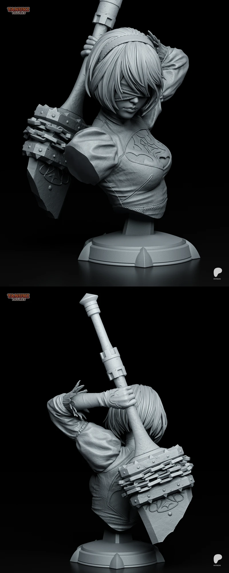 2B from NieR Automata STL Bust Model for 3D Printer