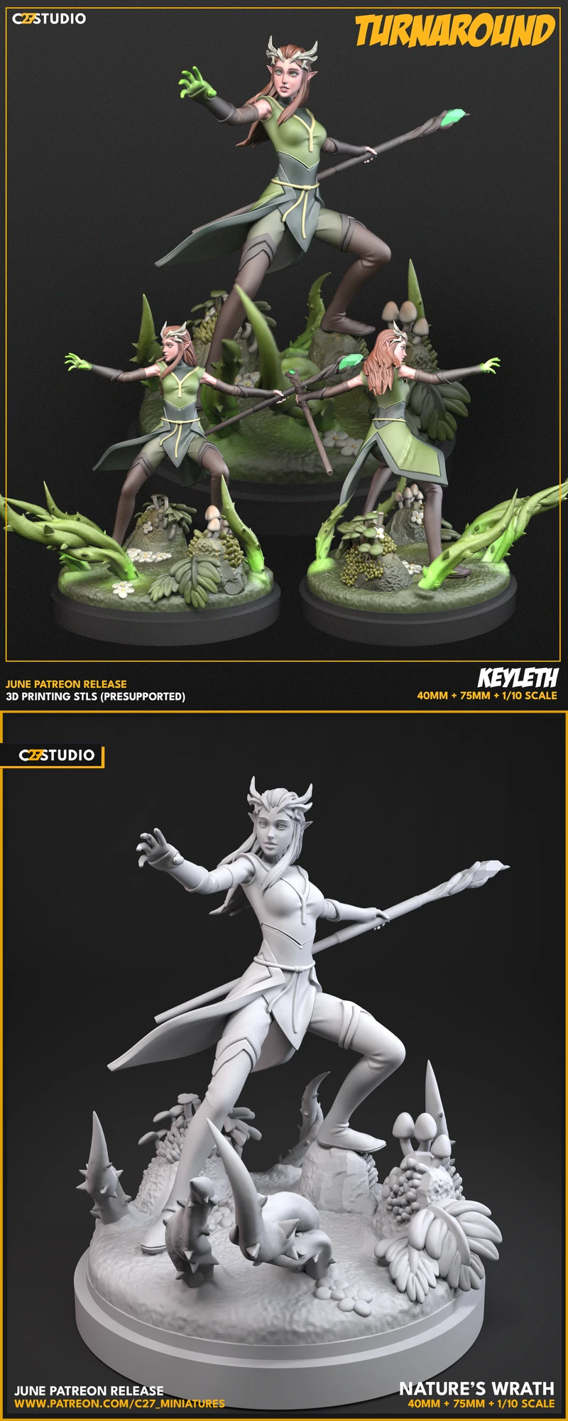 Keyleth Nature’s Wrath STL | 3D Printable Fantasy Figure