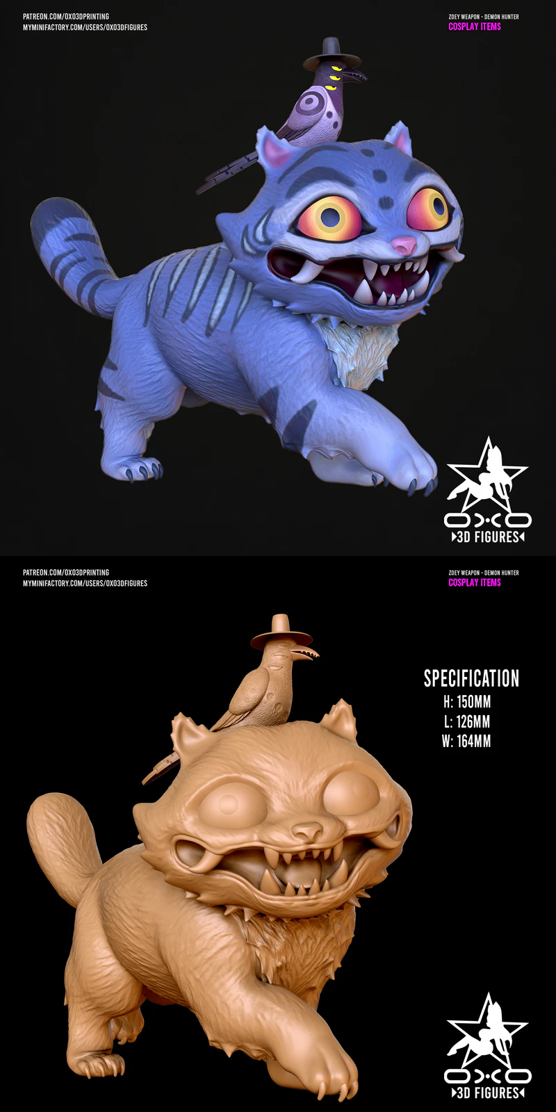 KPop Demon Hunters Tiger and Bird STL Figures for 3D Printing