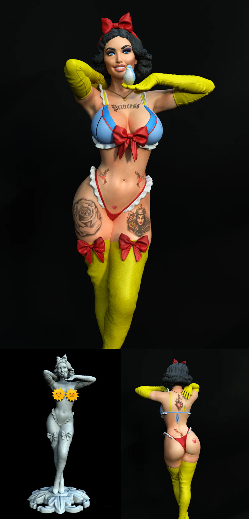 Snow White Fantasy Tattoo STL Figure
