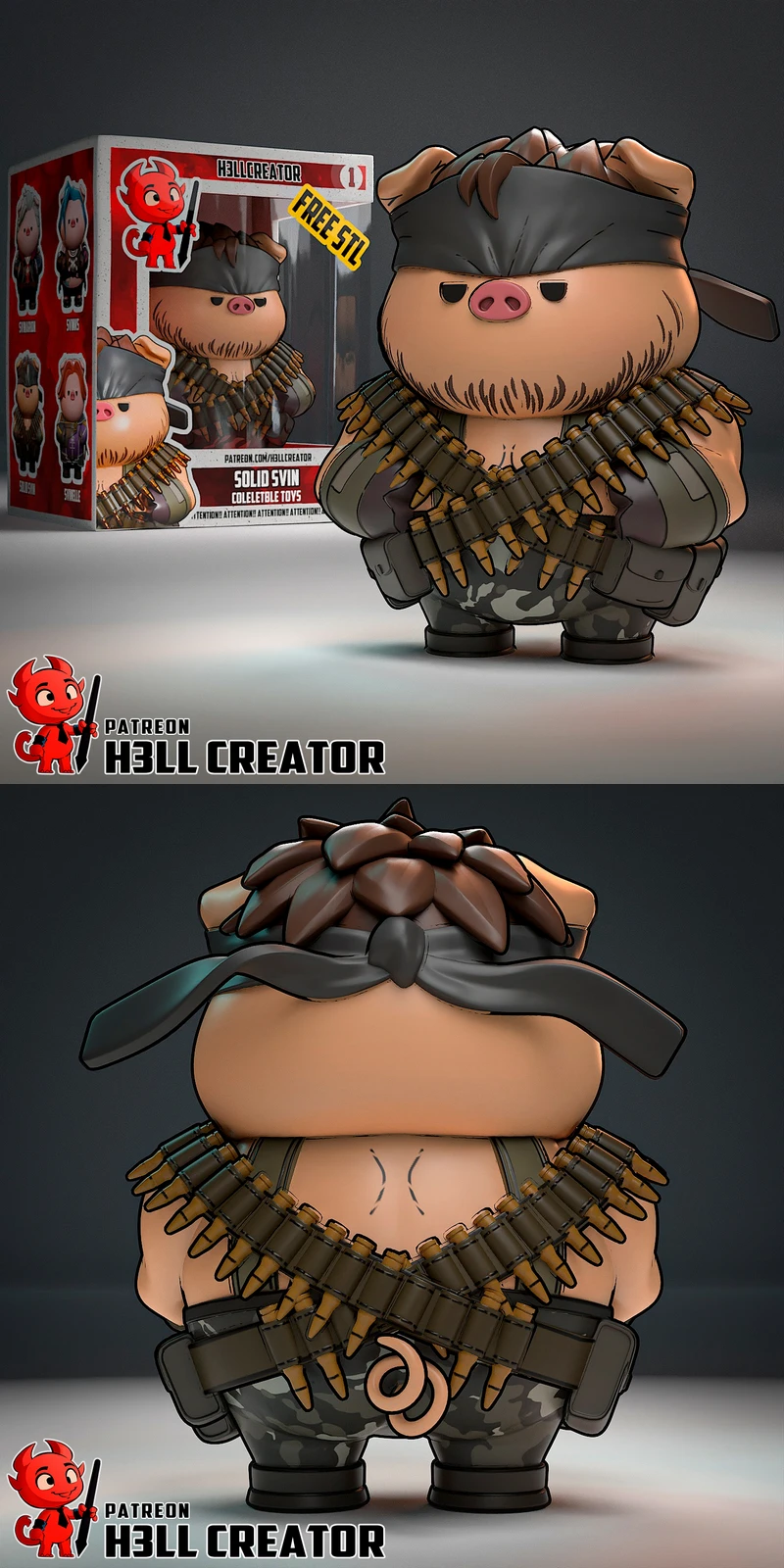 Solid Svin (Solid Snake) 3D Printable STL File