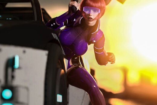 Cyberpunk Car Poses for Genesis 8 and 8.1 Female