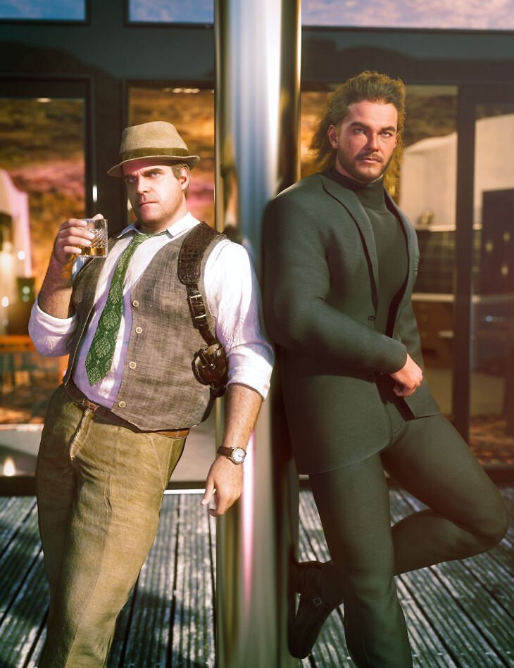 JP Dramatic Lean Poses for Genesis 9 and 8 Male