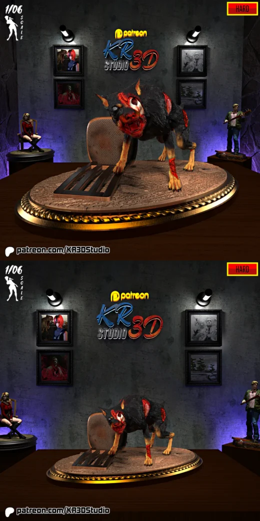 Crouched Cerberus 3D Printable STL Model – Resident Evil Miniature