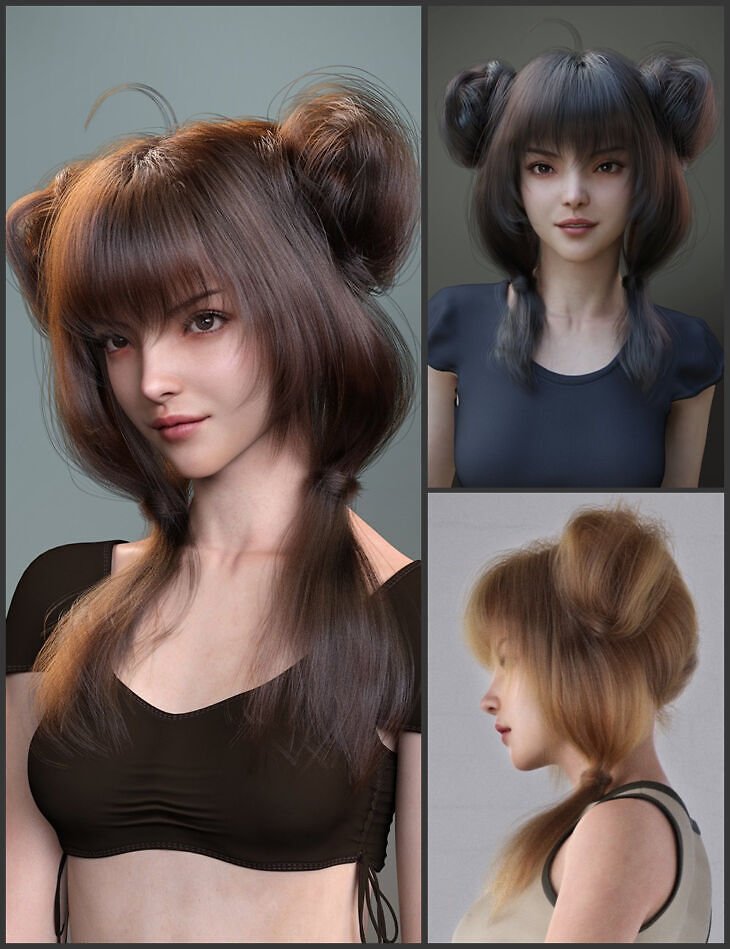 dForce Ethie Hair and MB Ethie for Genesis 9