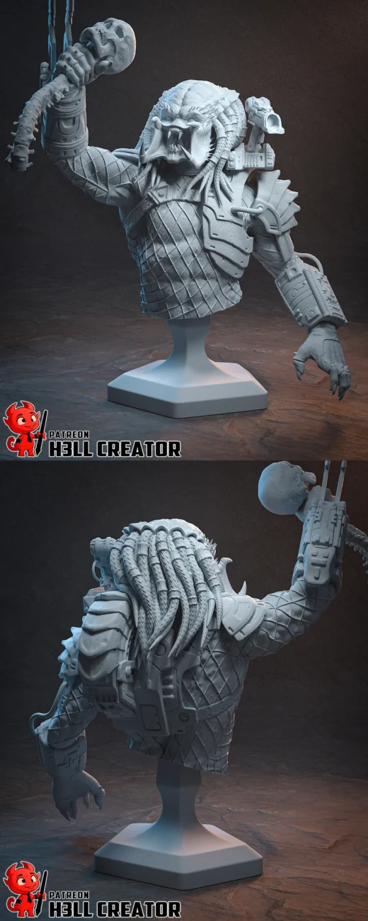 Predator Bust 3D Printable STL Model for Resin Printer