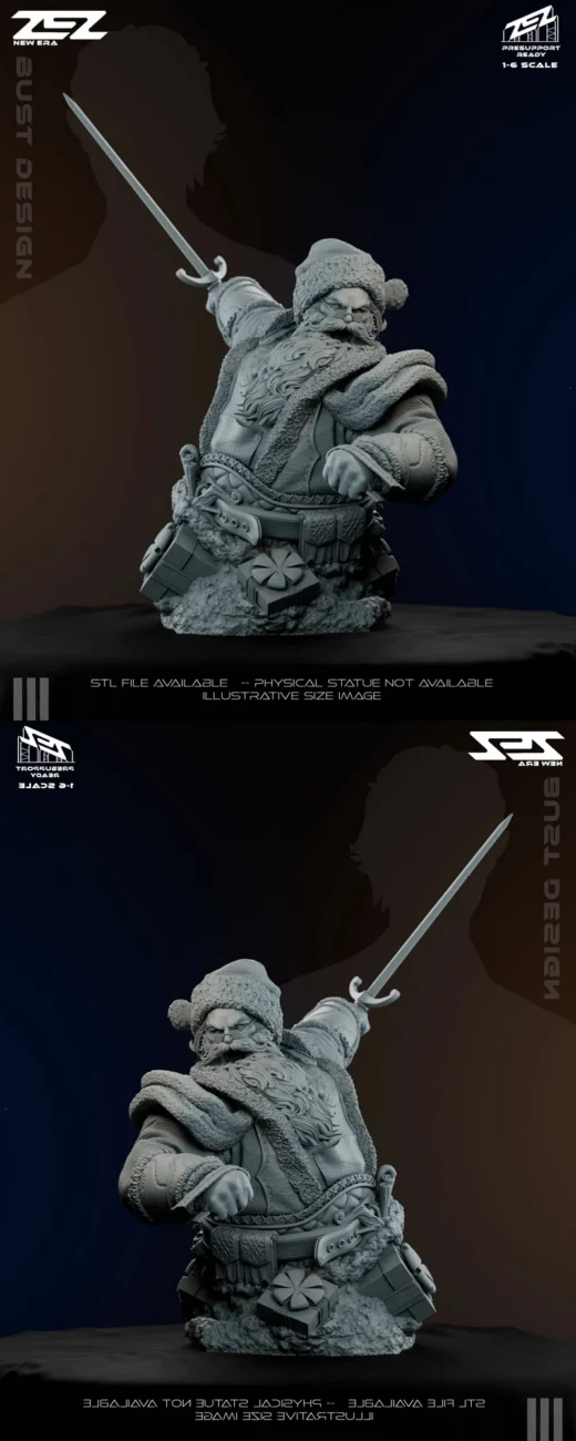 Santa Claus 3D Printable Bust STL Model