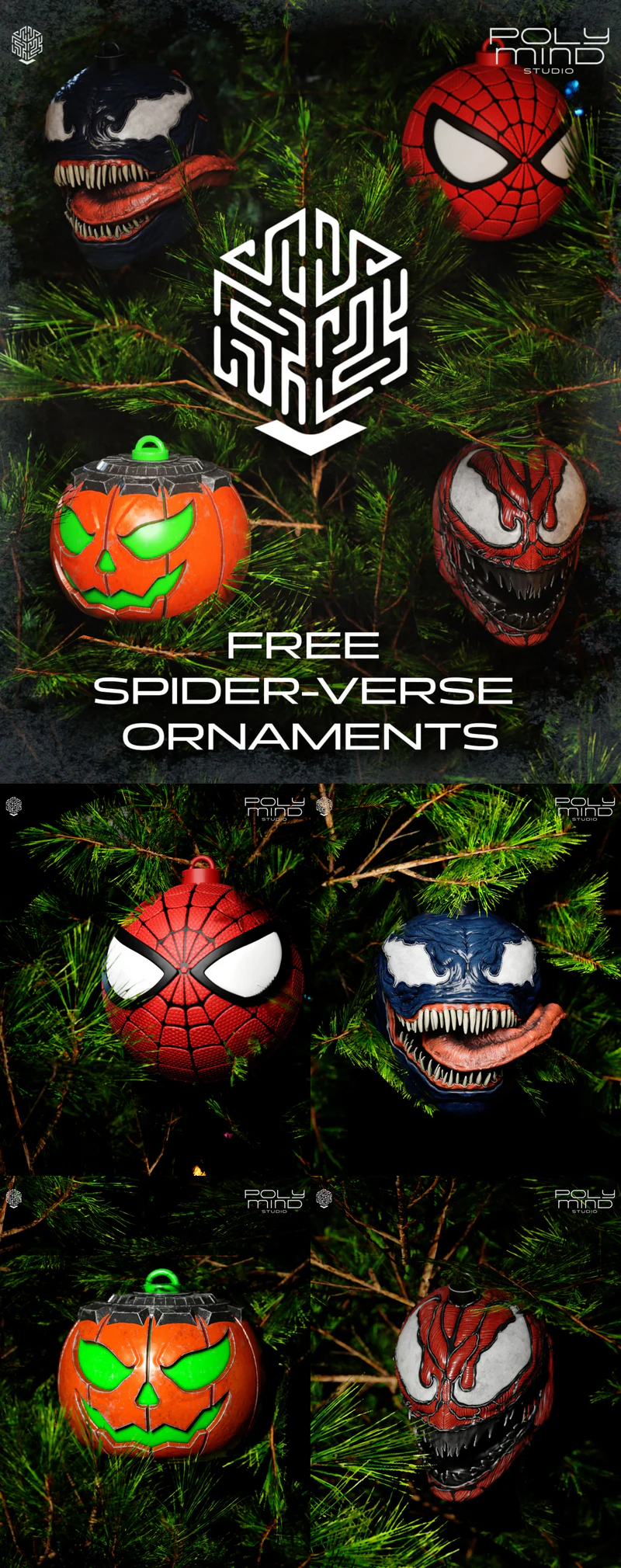 Spider-Verse Ornaments STL File for 3D Printer