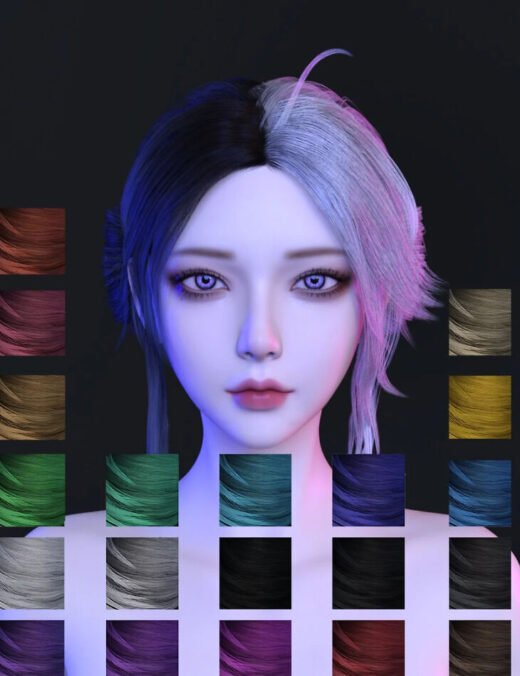 Noki Dual-Tone Low Bun Hair for Genesis 9