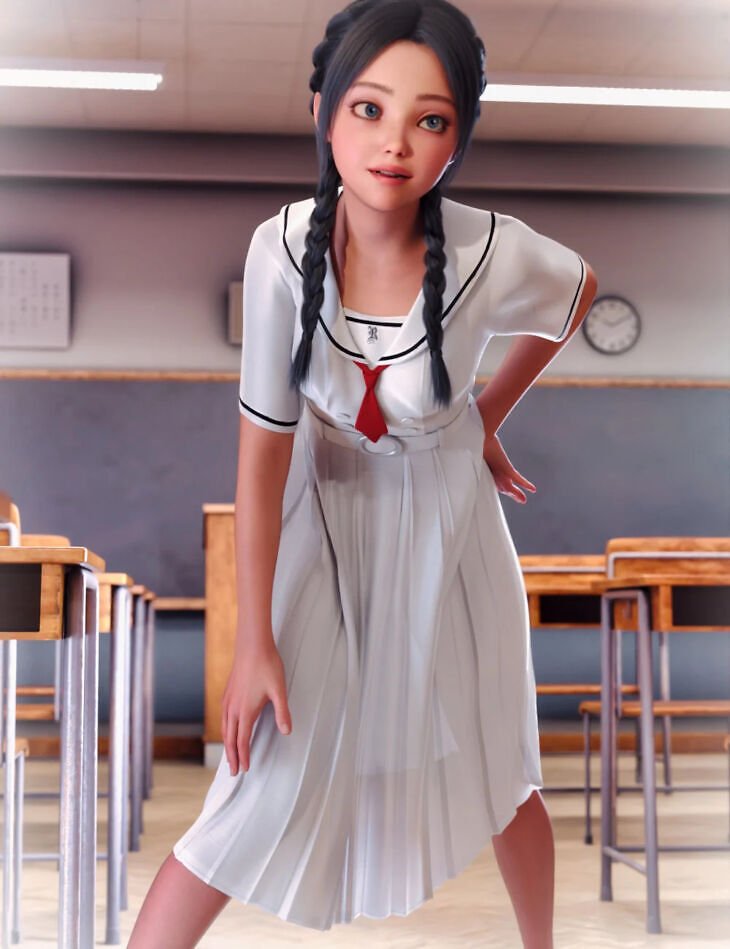 dForce City School Girl Outfit for Genesis 9