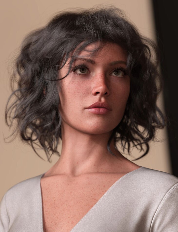 dForce Strand-Based Curly Bob Hair for Genesis 9 and Genesis 8 Female