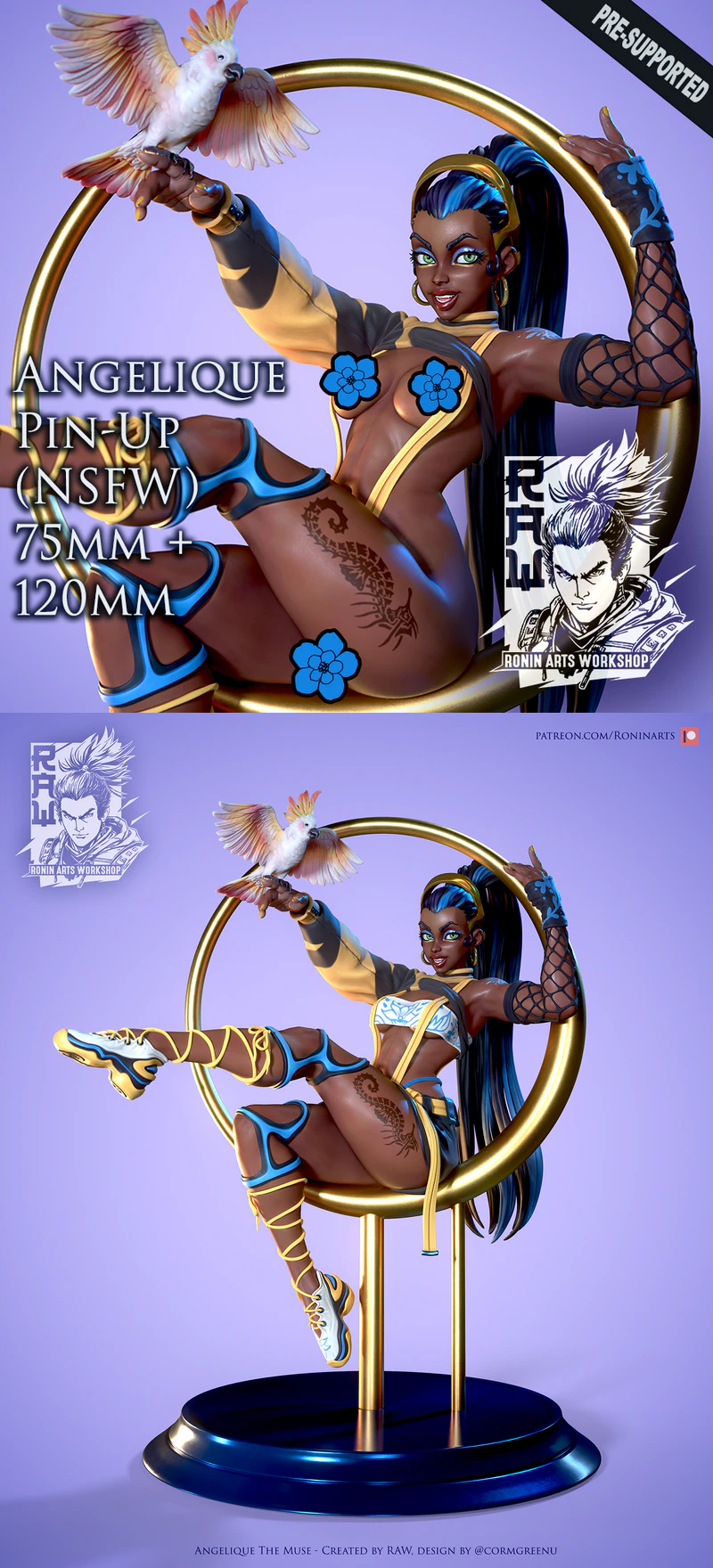 Angelique Pin Up 3D Printable STL Figure for Resin Printer