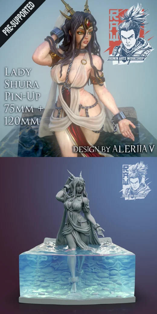 Lady Shura Pin Up 3D Printable STL Model for Resin Printing