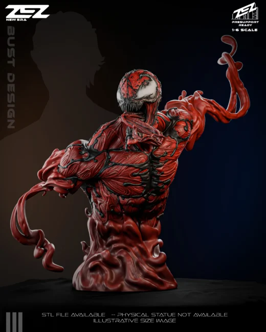 Carnage 3D Printed Bust Model