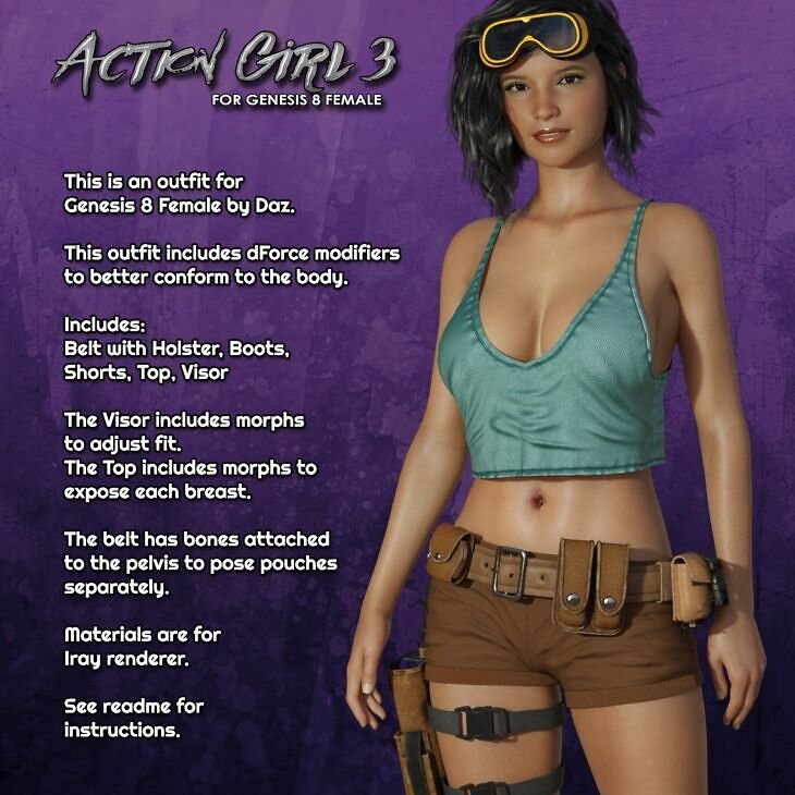 Exnem dForce Action Girl 3 for Genesis 8 Female