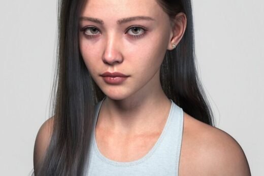 dForce Strand-Based FE Side Part Straight Hair for Genesis 9, 8 and 8.1