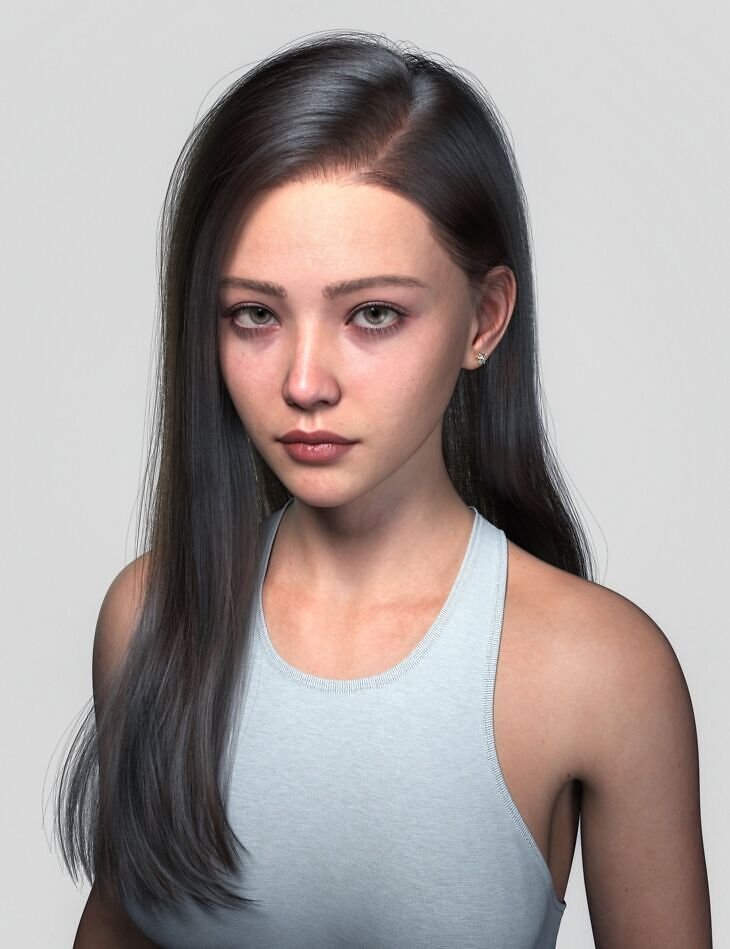dForce Strand-Based FE Side Part Straight Hair for Genesis 9, 8 and 8.1