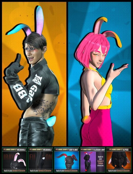 FPE Anime Bunny Ears and Tail for Genesis 9