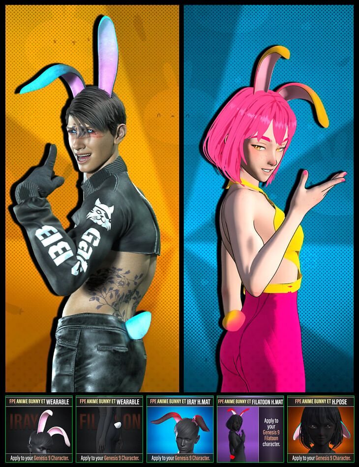 FPE Anime Bunny Ears and Tail for Genesis 9