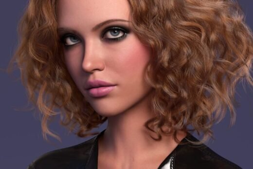 dForce Strand-Based Curly Mid Part Style Hair for Genesis 9 and Genesis 8 Female