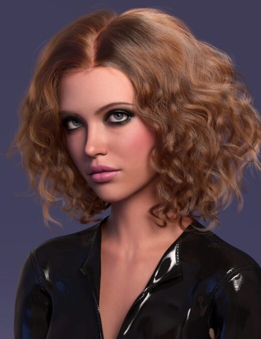 dForce Strand-Based Curly Mid Part Style Hair for Genesis 9 and Genesis 8 Female