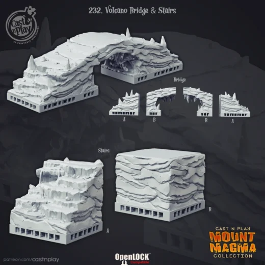 Volcano Bridge and Stairs — Tabletop 3D model