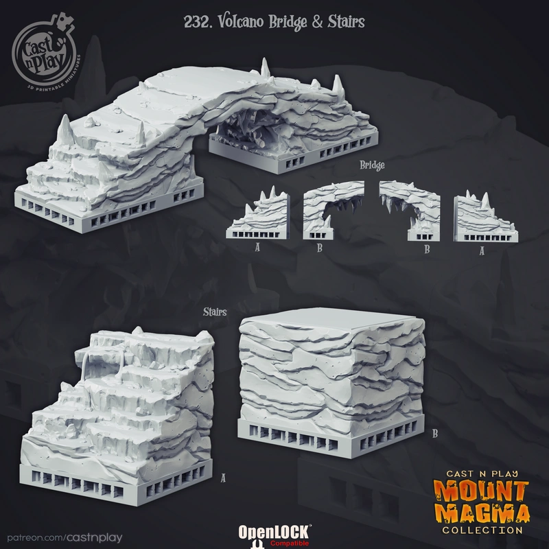 Volcano Bridge and Stairs — Tabletop 3D model