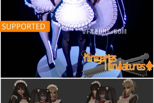 Space Maids Waifus — Original Sci-Fi 3D model
