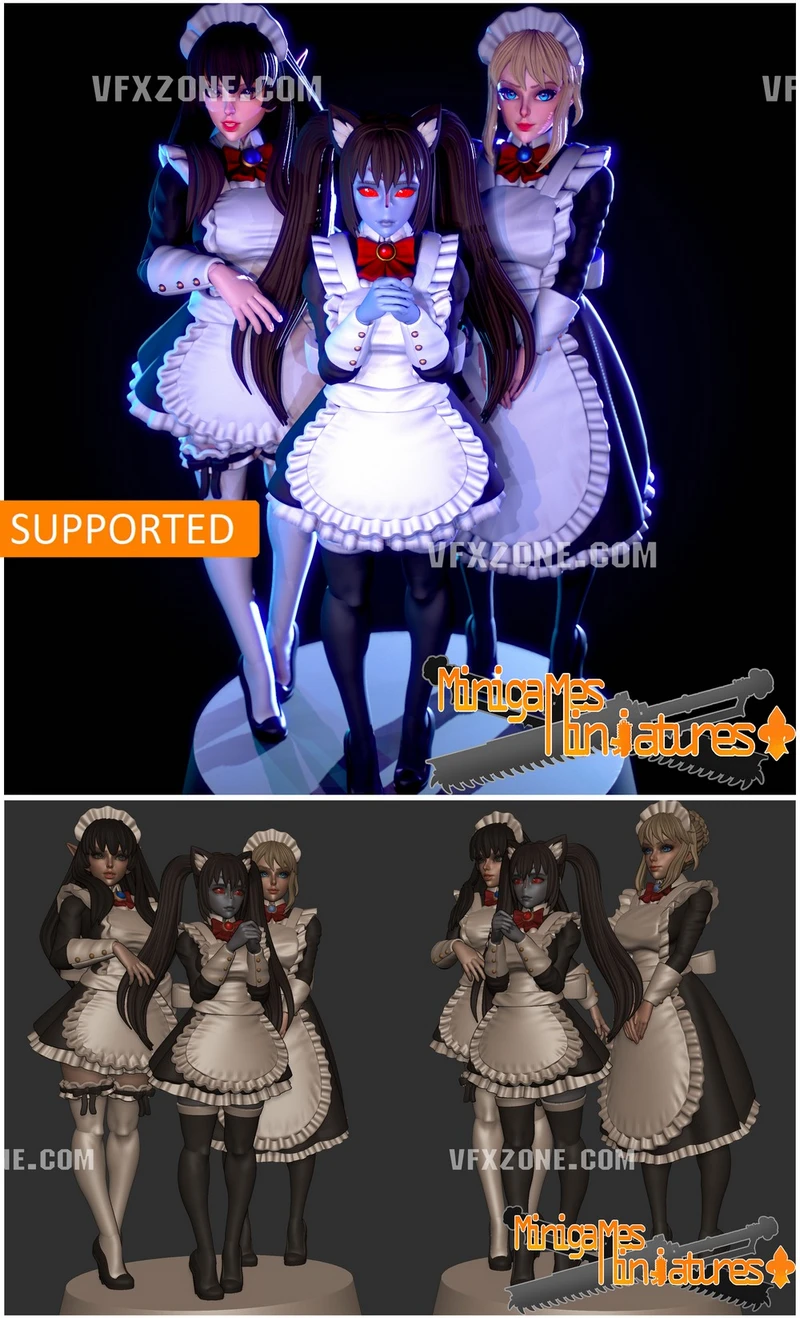 Space Maids Waifus — Original Sci-Fi 3D model