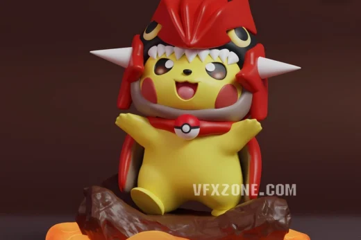 Pikachu Cosplay Groudon — Pokémon 3D model