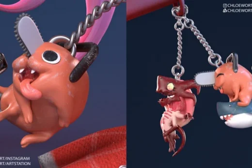 Power & Pochita Keychains — Chainsaw Man 3D model
