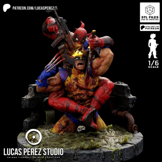 Deadpool vs Wolverine — Marvel 3D model