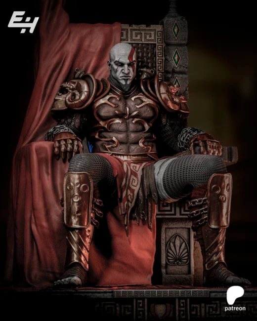 Kratos on Throne — God of War 3D model