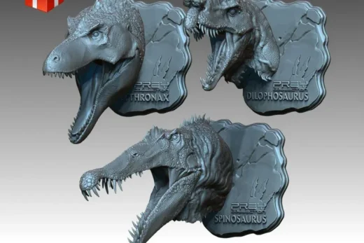 Spino-Lythro-Dilo Heads — Original Creature 3D model