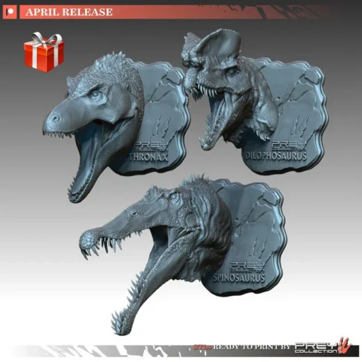 Spino-Lythro-Dilo Heads — Original Creature 3D model