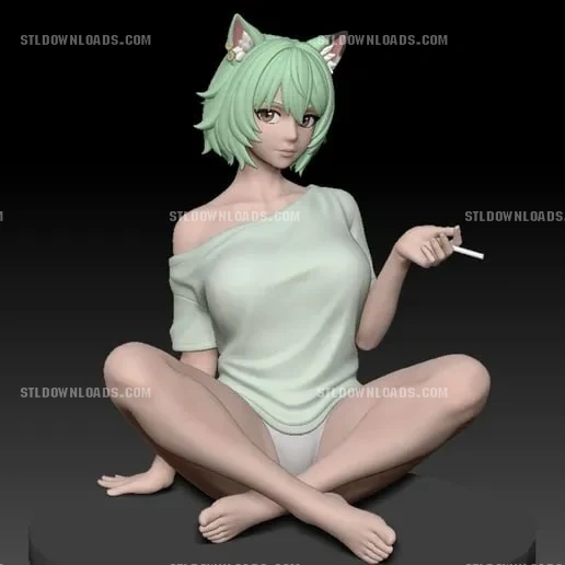 Yani Neko Chainsmoker Cat — Original Character 3D model